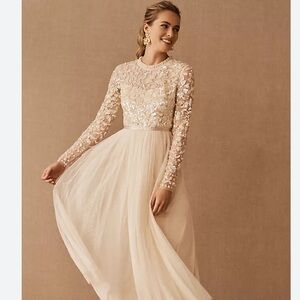 NWT Needle & Thread Beaded Tempest Bodice Ballerina Dress Champagne Tulle,Size 4